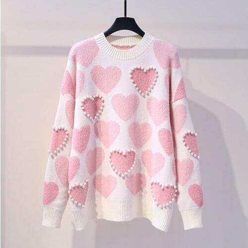 Damen Strickpullover Und Pullover Perlen Pullover Mit Perlen Honig Pullover Langarm Kawaii Damen