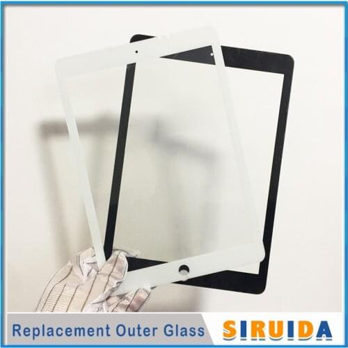 10Pcs For iPad 6 Air 2 mini 4 9.7 10.5 12.9 inch LCD Screen Front Outer Glass Lens for Tablet PC Repair Plate black white