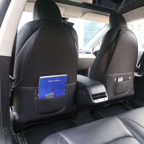 2 Pcs Leather Car Seat Back Anti Kick Pad Protector For Tesla Model 3 Car Styling Modification Kid Anti Dirty Protector