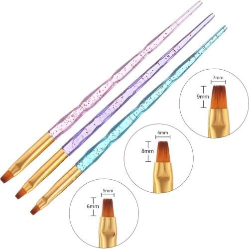 3Pcs/Set Nail Art Acrylic UV Gel Extension Builder Painting Brush Drawing Pens