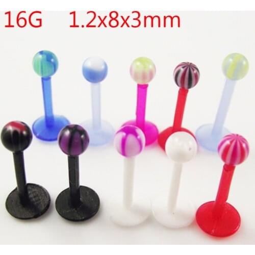 5 Pieces/Lot 8mm Length Soft Bioplast Flexible Spike Flower Ball Nose Ring Lip Ring Tragus Earrings Body Piercing Jewelry