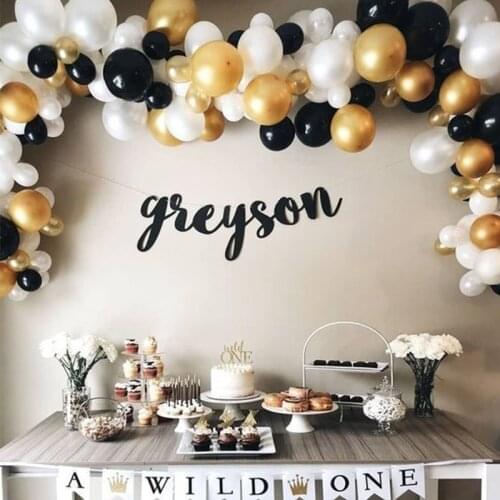 92pcs Black Gold White Balloon Garland Arch Kit 16ft Long for Graduation Event Birthday Wedding Party Decoration Supplies