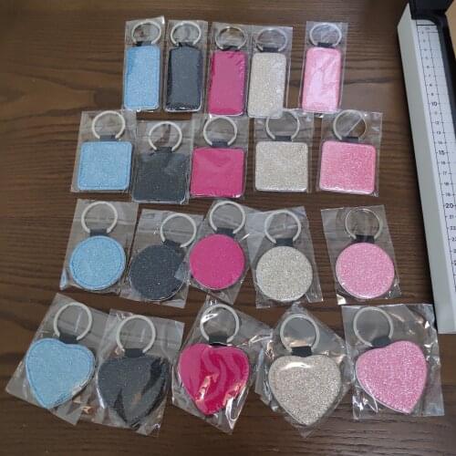 Free Shipping10pcs Blank Sublimation Bling Leather Pendant Tags Key Chains DIY Printing Sublimation Ink Transfer paper Print