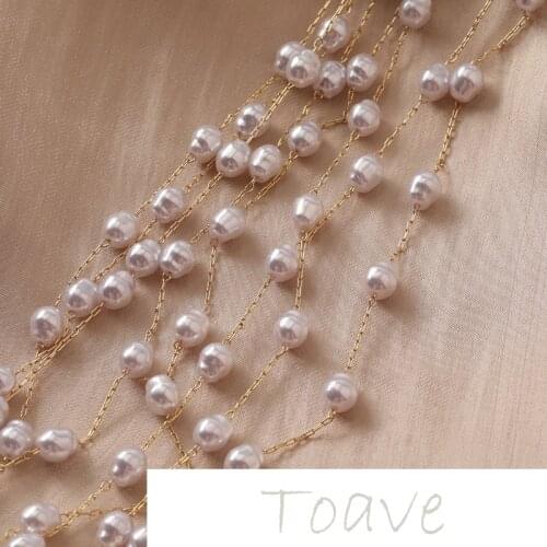 Copper 14K real gold color-preserving irregular resin highlight imitation pearl chain diy handmade earrings necklace accessories