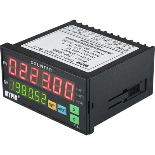 Multi-functional Dual LED Display 6 digits Digital Counter 90~265V AC/DC Length Meter with 2 Relay Output and Pulse PNP NPN