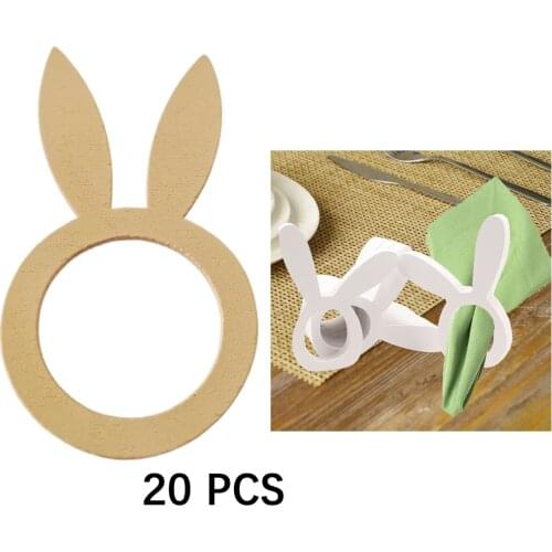 20Pcs Napkin Rings Holder Easter Holiday Rabbit Ear Serviette Stand Wedding Parties Table Tissue Rack for Home Hotel Restaurant