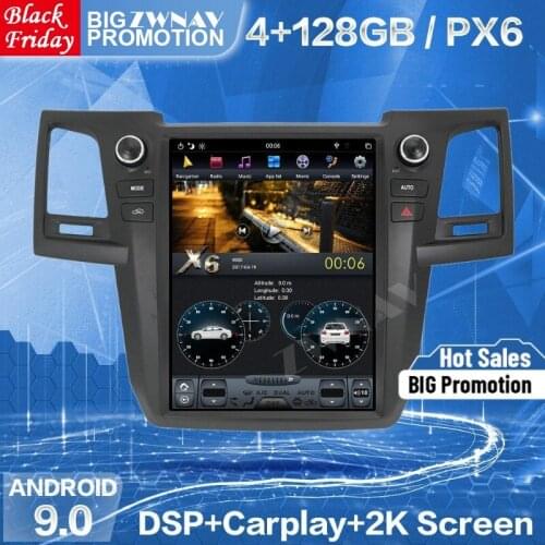 128G Tesla Screen For TOYOTA Fortuner HILUX Revo 2005-2015 Android 9 Car Multimedia Player Radio Audio GPS Auto Stereo Head Unit