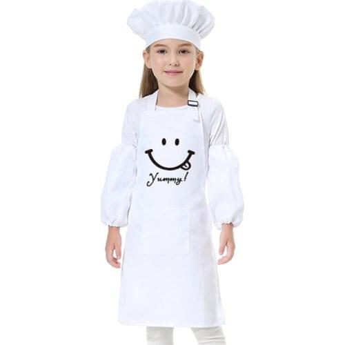 Childrens Apron Custom Logo Painting Clothes Kindergarten Advertising Sleeves Chef Hat Kit Cooking Baking Diy Class Smock