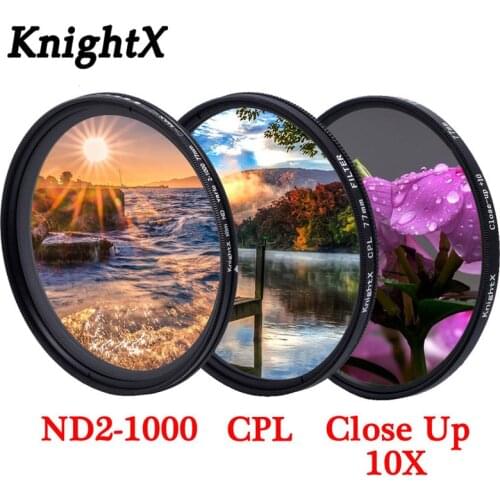 KnightX UV CPL ND2-1000 Camera Lens Filter For canon sony nikon 50d 2000d accessories dslr 1200d d80 60d 49 52 55 58 62 67 72 77