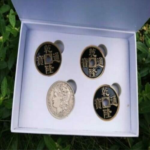 FISM Chinese Silver Wild Coins (Gimmick and Online Instruction) By Bill Cheung Close up Magic Tricks Fun Magician Coin Appearing