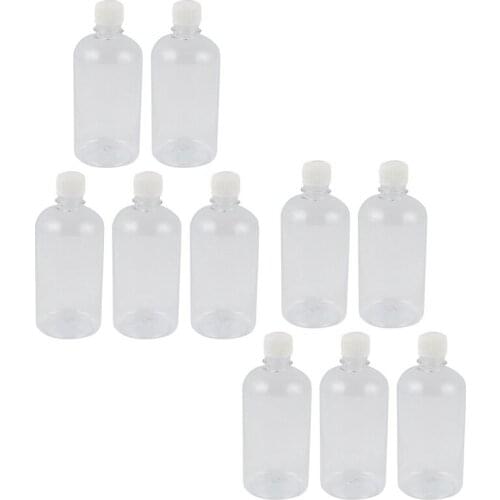 10Pcs 500ml Clear Plastic Lab Seal Reagent Bottle Chemical Graduation Sample Bottle