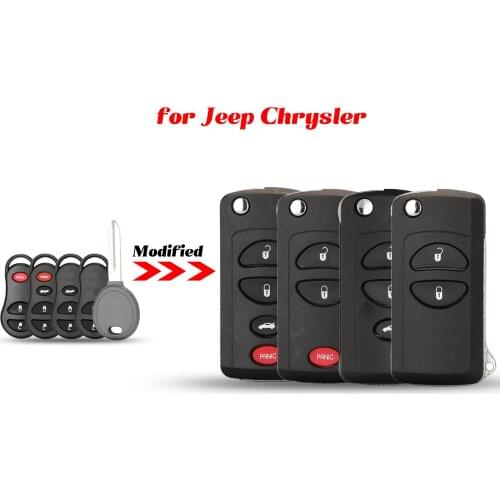 Jingyuqin 2/3/4 Buttons Modified Remote Car Key Shell FOB For Chrysler Sebring Jeep Liberty Transmitter With Blade Replacement