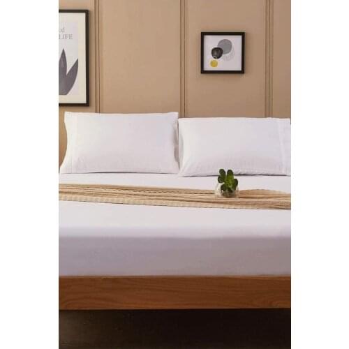 Outsize Size 100 Cotton Combed Cotton Fitted Sheets | White Beige 180x200