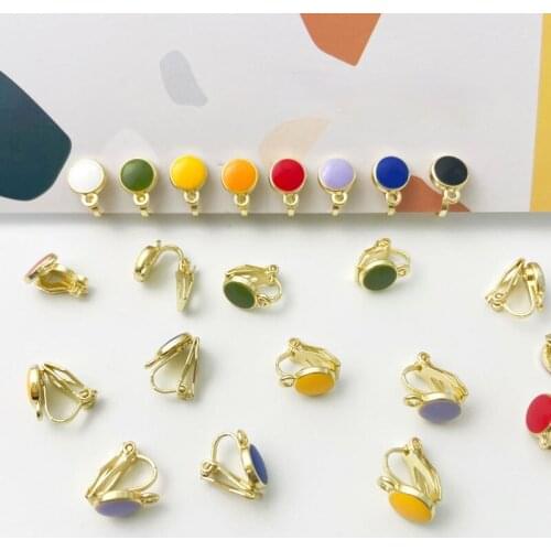 8mm round earring head ear clip diy earring material, self-made non-pierced earring accessories, multi-color selection
