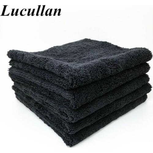 Lucullan 10 Pack 40X40CM BLACK Cobra Edgeless Towel Super Soft Premium Microfiber Car Detailing Cloth