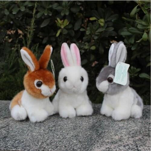 3 Colors Cute Long Ears Grey Rabbit Plush Toy Gift for Baby Animal Bunny Doll Simunation Lifelike Rabbit Toy Real Life Plush