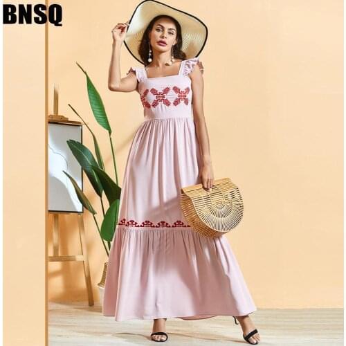 Muslim Abaya Pleated Embroidery Maxi Dress Bohemian Hijab Cardigan Kimono Robe Gowns Eid Ramadan Islamic Vestidos Verano Mujer