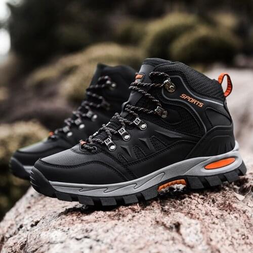 Men Hiking Shoes Mid-top Waterproof Outdoor Sneaker Men Leather Trekking Boots Trail Camping Climbing Hunting Sneakers