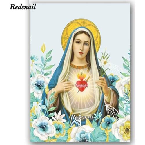 Diy Diamond Painting Virgin Mary Cross Stitch Kits 5D Diamond Mosaic Full Diamond Embroidery Crafts and art Religious Gift EE668