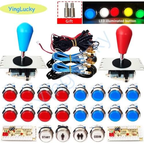 Arcade cabinet DIY kit 2 Player Zero Delay Encoder for 12V LED push to Lighting up buttons SANWA Joystick USB to PC Raspberry Pi