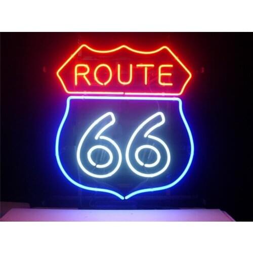 NEON SIGN For ROUTE 66 SIGN Signboard REAL GLASS BEER BAR PUB display outdoor Light Signs 17*14"