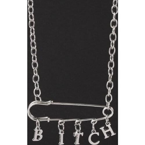 New Trend Alphabet Bitch Pendant Necklace Silver Color Statement Necklace Women Charm Party Clavicle Chain Jewelry Accessories