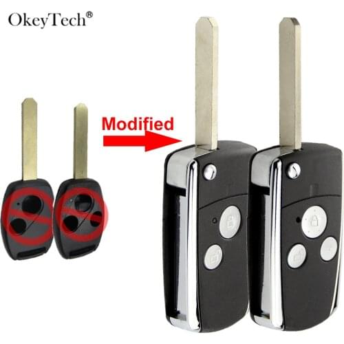 Okeytech 2/3 Buttons Modified Flip Folding Remote Key Shell Fob For For Honda Pilot CRV Accord Civic Case Cover Replacement