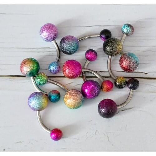 1-10PCs Acrylic 5/8mm Ball Navel Piercings Ombligo Belly Button Rings Surgical Steel Post Navel Ring Colorful 14G Sexy Piercings