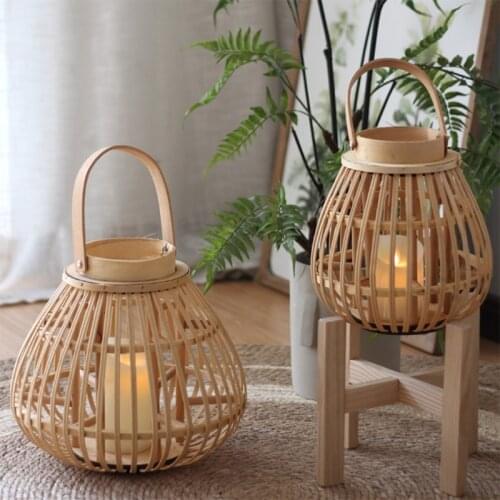 Home Decorative Bamboo Ornament Antique Lantern Pendant Lighting Rattan Decor Durable Bamboo Pendants Candle Holder