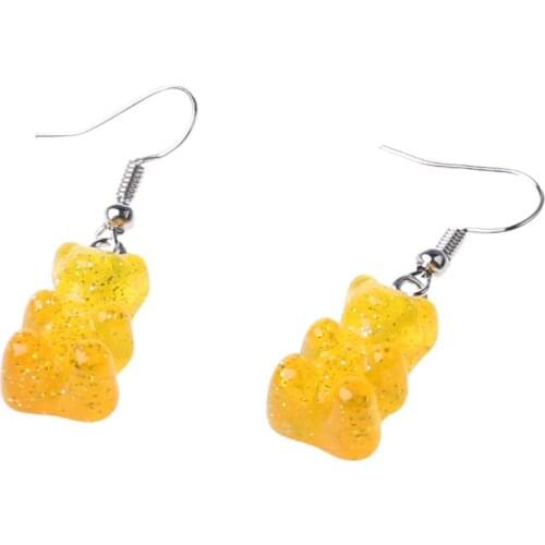 R58E 1 Pair Fashion Lovely Colorful Cartoon Sweet Bear Resin Dangle Drop Earrings Charms Ear Danglers Women Jewelry Gifts