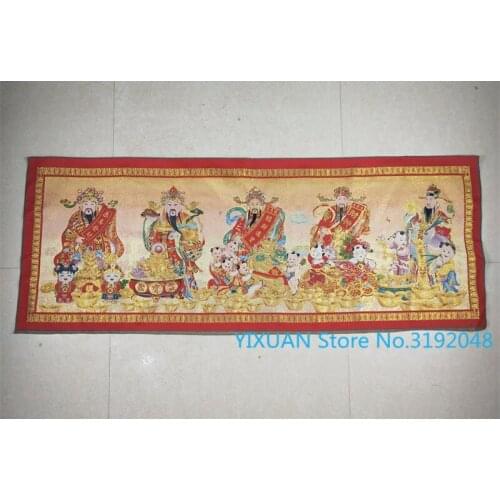 Decoración de los dioses de la riqueza pintura de seda tela de brocado pintura máquina bordado Mapa de reunión de los dio