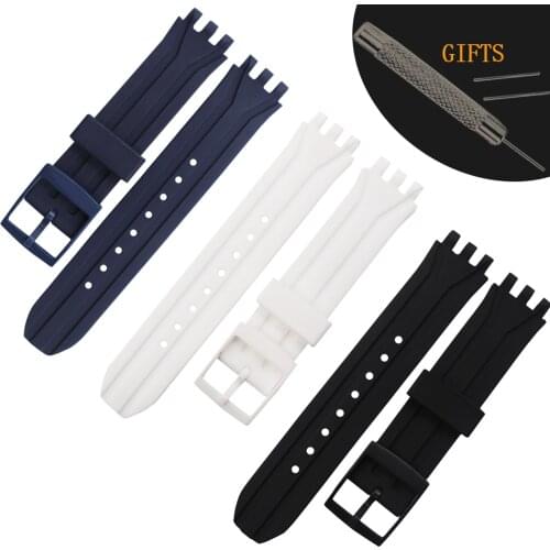 Silicone strap mens 18mm pin buckle watch accessories For Swatch SUIB400 SUIK400 outdoor sports rubber strap Watchbands