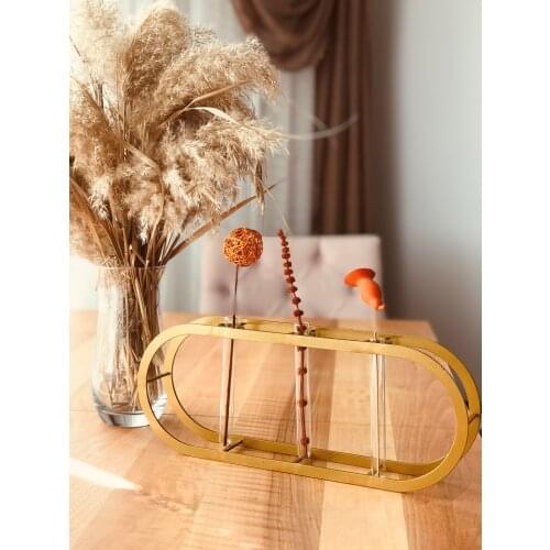 Modern Design Decorative Metal Vintage Vase Oval 3-Eyed 16 CM X 40 CM Pot Flower Basket Nordic Flower vase