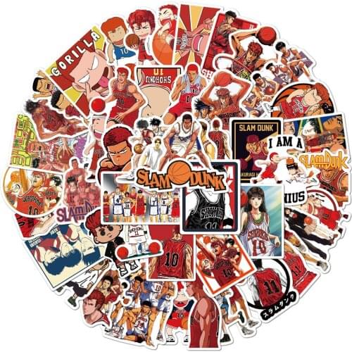 50pcs Japanese Anime Stickers Slam Dunk Rukawa Hanamichi Sakuragi Miyagi Scrapbook Graffiti Luggage Laptop Waterproof Stickers