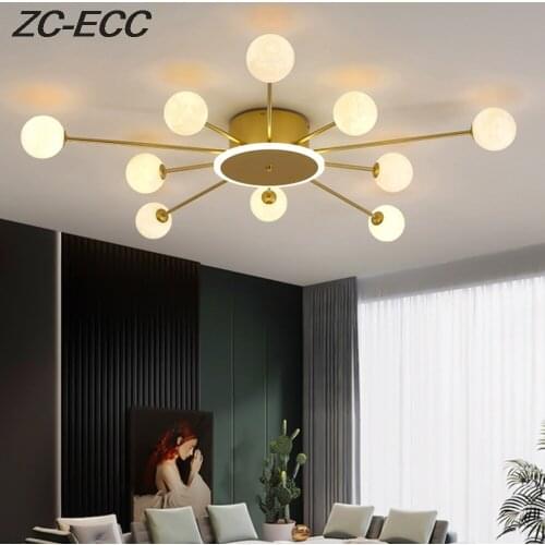 ZC-ECC LED ceiling lamp Modern Living Room 3D Printed Lighting Suspension Bedroom 6/8/10 Heads Lamp Free Shipping