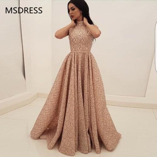 Turkish Evening Dresses 2019 High Neck A-Line Lace Satin Islamic Dubai Saudi Arabic Long Elegant Evening Gown Formal Dress