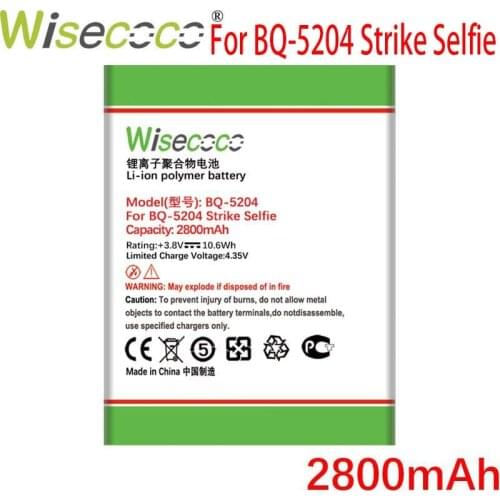 WISECOCO 2800mAh BQ-5204 Battery For BQ STRIKE LTE BQS 5204 Phone High Quality Battery+Tracking Number