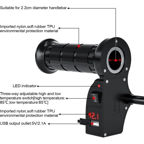WUPP motorcycle electric heating handle winter 12V modification with switch digital display handle cover adjustable temperature