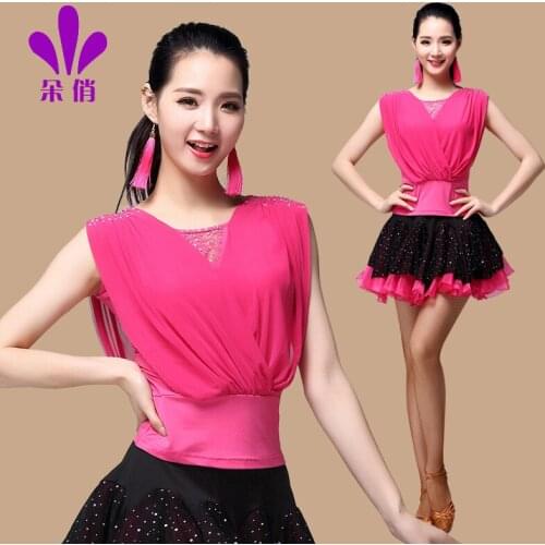 Lady Square Dance Costume Female New Rumba Dance Coat Sleeveless Plus Size Women Latin Dance Clothing Samba Dance Suit B-4350
