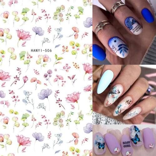 1 Sheet 3D Flowers Butterfly Nail Art Adhesive Stickers Sliders for Nails Tips Transfer Decals Manicure DIY Design Decoration