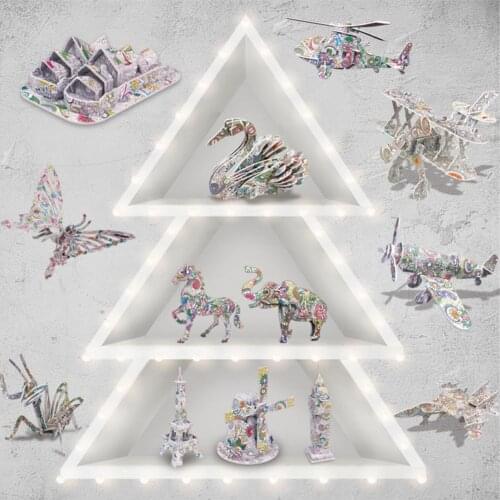 1 Set Creative Puzzle Toy Bright-colored Paper Cute Animal Shape 3D Puzzle DIY Manual Graffiti Mosaic for Kid intelligence Toys