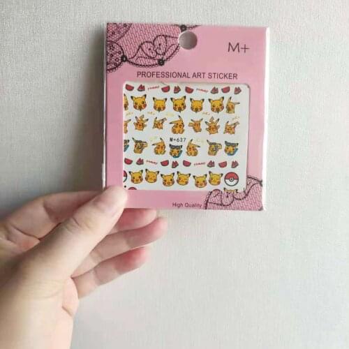 1pc Pikachu Nail Stickers Childrens Cartoon Nail Art Stickers Pokemon Water Decal Transfer Foil Decoration Repair Accessories