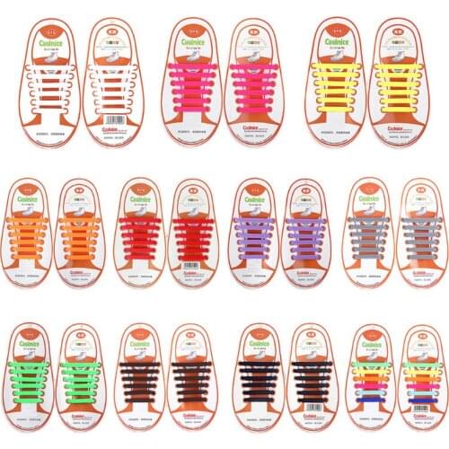 12Pcs Kids Elastic Silicone Shoelaces No Tie Candy Color Shoe String 4.1-6.05cm