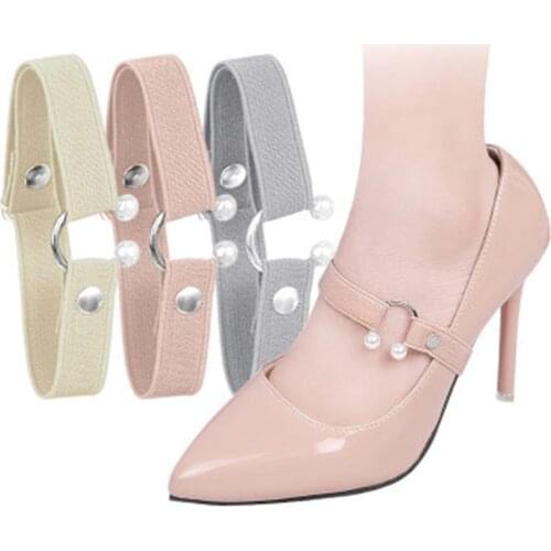 2Pc Women Shoelaces for High Heel Shoes Elastic Laces Bundle Shoelace Holding Loose Anti-skid Strap Pearl Lace Shoe Accessories