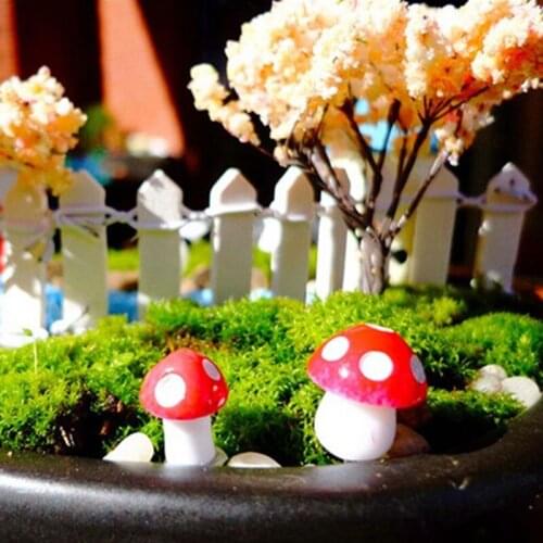 20Pcs 2cm Artificial Mini Mushroom Miniatures Fairy Garden Moss Terrarium Resin Crafts Decorations Stakes Craft fairy garden