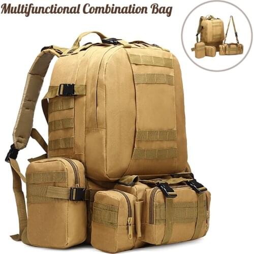 4 in1Detachable Multifunction Backpack 50L Molle Military Pouch Sets Army Tactical Combination Bag Mountaineering Travel Hiking