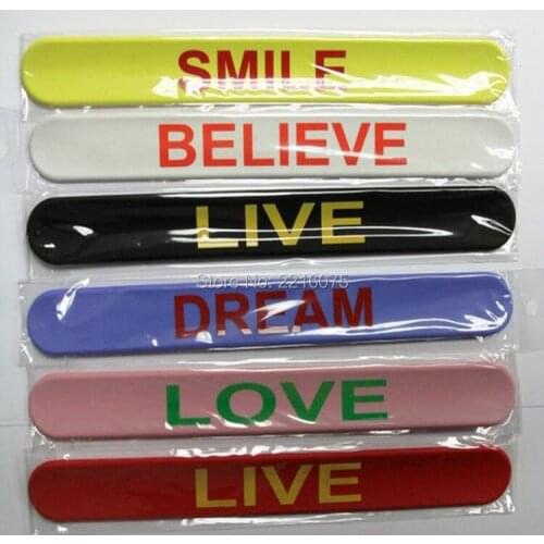 500pcs sports smile believe live dream Love silicone slap bracelets rubber wristband free shipping by DHL express