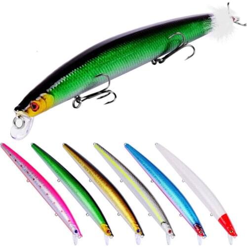 6PCS Sea Fishing Pencil Minnow Fish Bass plastic lure hook baits 18.5cm/25g