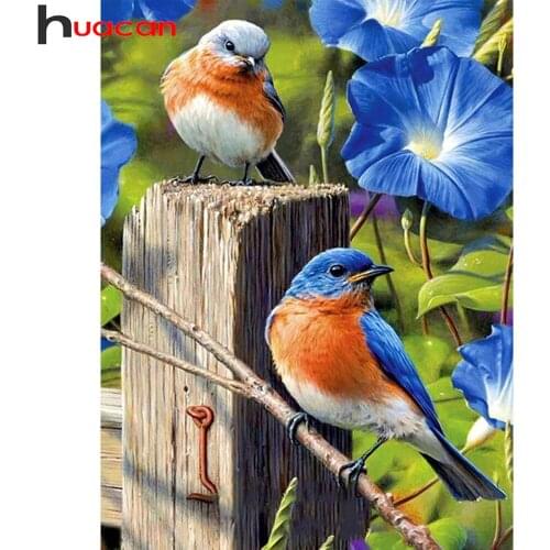 Huacan 5d Diy Diamond Painting Mosaic Bird Flower Room Decor Diamond Embroidery Animal Floral Wall Sticker