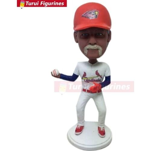 Baseball player Custom Bobble Head Cardinals Personalized Clay Figurines Cardinals Birthday Cake Topper Husband Boyfriend